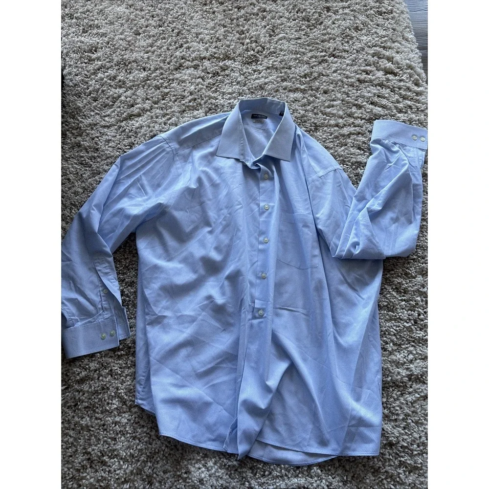Mens Van‎ Heusen Regular Fit Blue Button Up Long Sleeve Shirt Size 34/35